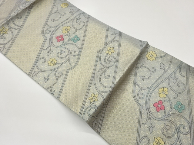 JAPANESE NAGOYA OBI / WOVEN FLOWER ARABESQUE